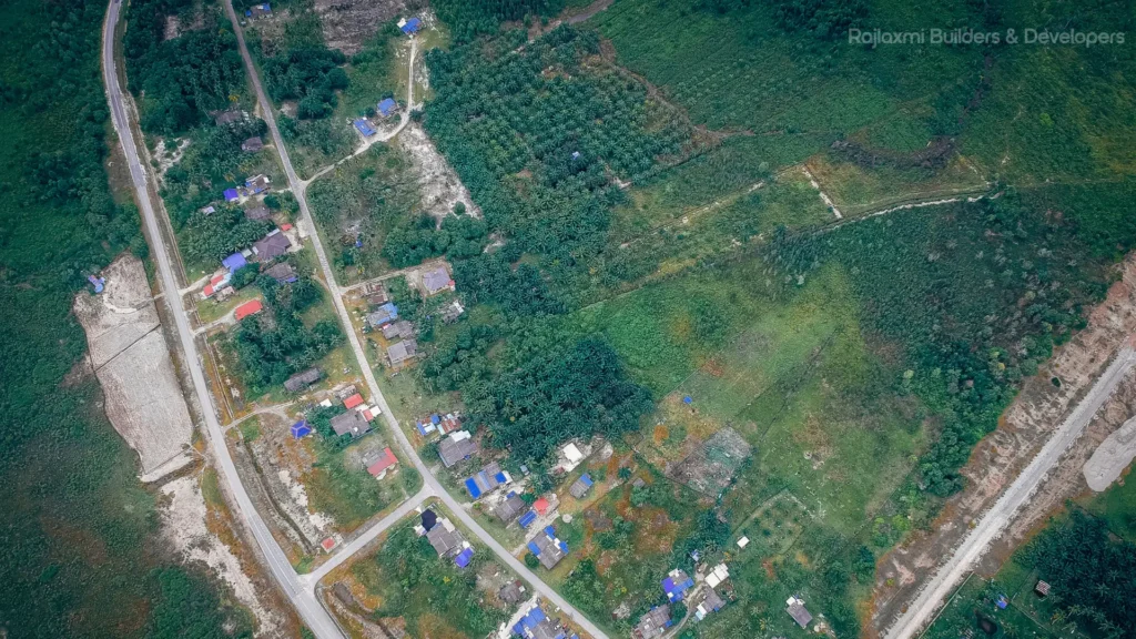 Top view of plots for sale in Nagpur with roads and residential layout visible.